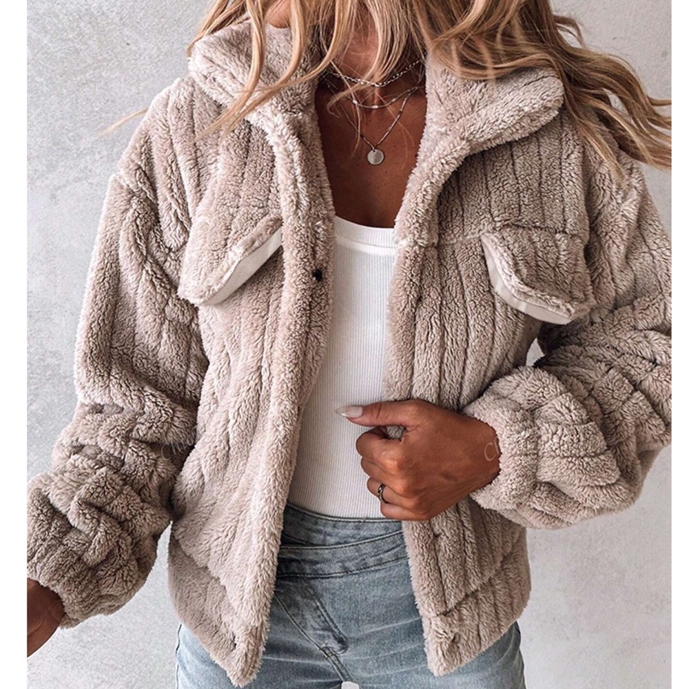 Cozy Teddy Button Down Oversized Jacket Coat - image 4